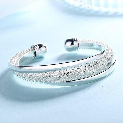 New Personalized Double Line Net Bracelet Trend Temperament Womens Silver Color Bracelet Fashion Cocktail Jewelry Accessories