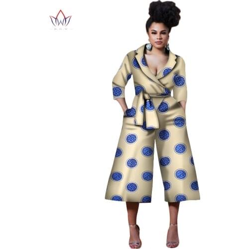 Jumpsuit Africa Style Sexy Bodysuit for Women Dashiki Ankle Length Africa Print Romper Elegant Africa Clothing WY3165