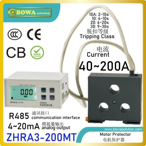 ZHRA3-200MT motor protector with RS485 port & 4-20mA output make sub-systems of screw compressor chiller dynamic heat balance