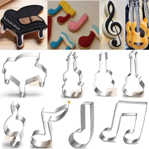 1pcs reposteria patisserie Metal Cookie Cutter Fondant Cake Decor Tool Art Music Note Piano Guitar Pastry cortadores de biscoito