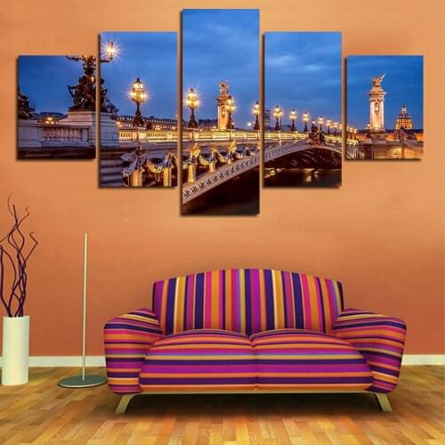 2017 Special Offer Paintings Wall Art Oil Painting 5pcs Canvas Modern City Street Lamp Home Decoration On Picture Paint Prints