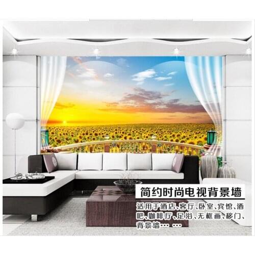 3d photo wallpaper custom 3d murals wallpaper Pastoral scenery Sunflowers flowers 3 d setting wall balcony 3d living room decor