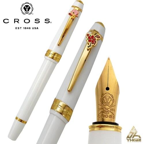 American Gaoshi ceramic white poetic peony lotus chrysanthemum plum Four Seasons flower student girl heart pen cross