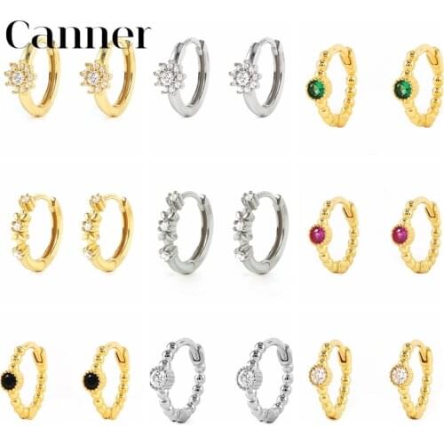 Canner Sterling Silver Earrings For Women Huggie Earrings Snowflake Flower Beads CZ Earrings 2021 Trend Pendientes Plata 925 W5