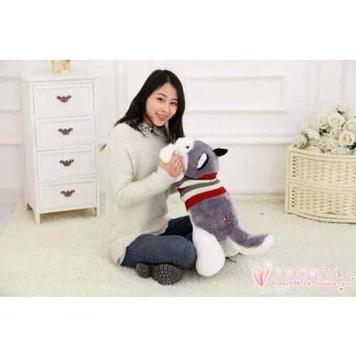 Stripes sweater prone husky large 55cm soft plush toy throw pillow ,birthday gift h904