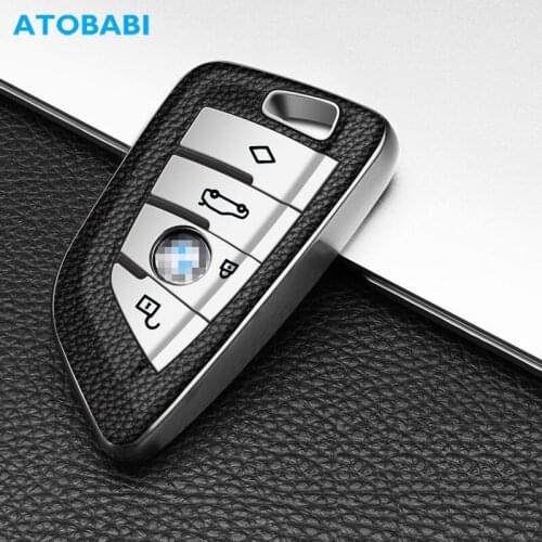 TPU Car Key Cover For BMW X1 X5 X6 5 7 Series E60 E70 E71 Leather Pattern Smart Keychain Holder Remote Control Fob Protect Case