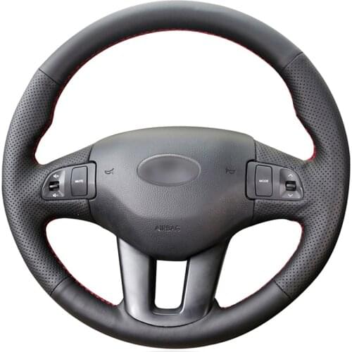 Black PU Faux Leather DIY Hand-stitched Car Steering Wheel Cover for Kia Sportage 3 2010-2017 Kia Ceed Cee'd 2009-2012