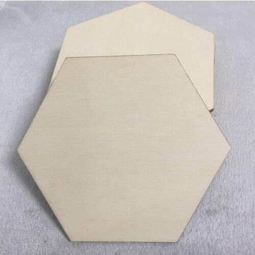 WOODEN HEXAGON PLAIN UNFINISHED WOOD CRAFT FOR DISKS