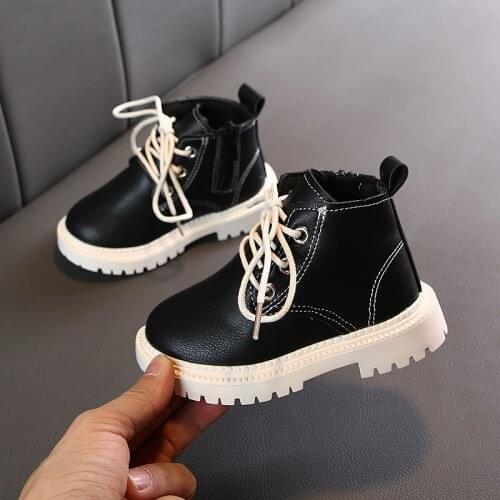 Children Boots 2021 Autumn Korean Girls Pu Leather Short Boots Fashion Boys Single Boots Kid Fashion Martin Boots baby boy shoes