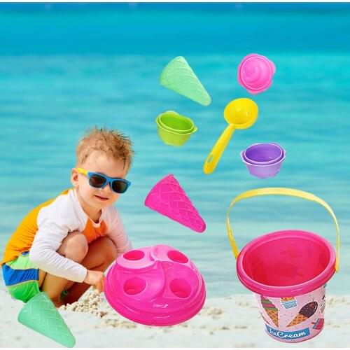 Kids Beach Toys Ice Cream Scoop Toy Sand Sandpit Play Outdoor Garden Fun Sandbox Toys, Mesh Bag Package