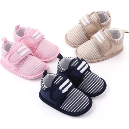 New Autumn Infant baby Girl Boy Toddler Shoes Crib Soft Sole Cotton Breathable Baby Shoes Casual Striped First Walkers 0-18M