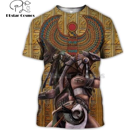 PLstar Cosmos Horus Ancient Horus Egyptian God Eye of Egypt Pharaoh Anubis face 3d t shirts tees funny Harajuku short sleeve-2