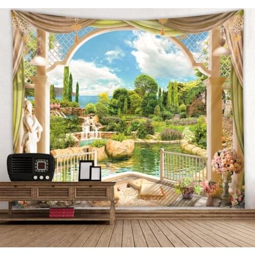 Mountain Rang Outside The Window Printed Tapestry Decorative Mandala Tapestry Indian Home Decor Big Hippie Wall Hanging Blanket