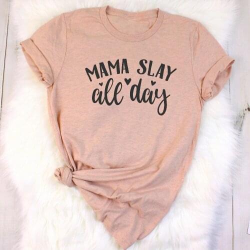Mama Slay All Day Mom Gift For Mom Prism Peach slogan mother days gift funny slogan heart graphic hipster mom tees grunge tops