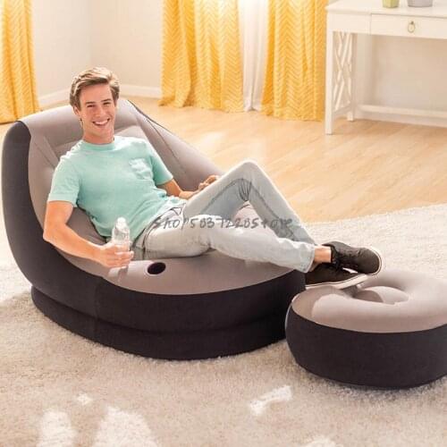 Intex Lazy Sofa Inflatable Tatami Sofa Air Cushion Bed Chair Single Folding Couch Sofa Bed