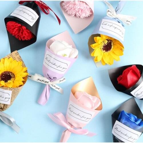 Artificial Flower Rose Bouquet Soap Flowers Valentines Day Gift New Year Gift Mini Bouquet Artificial Flower Decor SN3626
