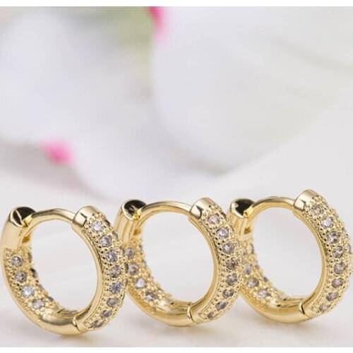 Hot Sale Small Trendy Circle Hoop Earrings For Women Gold Plated CZ Zirconia Earrings Ear Piercing Jewelry Gifts Brincos Bijoux