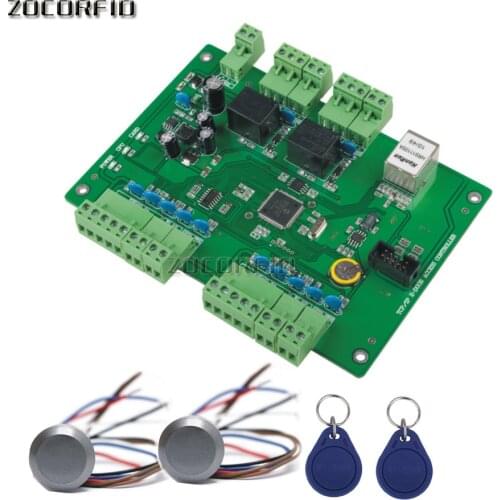 Free shipping 125KHZ RFID 2 Doors Access Control systems for 2-Ways Access Control Panel Free Software+2 reader