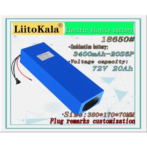 LiitoKala 18650 lithium battery 72V20Ah electric bicycle battery 2000W-3500W high power electric scooter motorcycle battery 72V