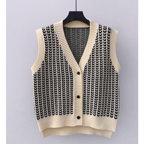 Fashion Sleeveless Vest Sweater Women Single-Breasted Casual V Neck Knitted Sweater Winter Cute Korean Sweaters 2021 New s1065