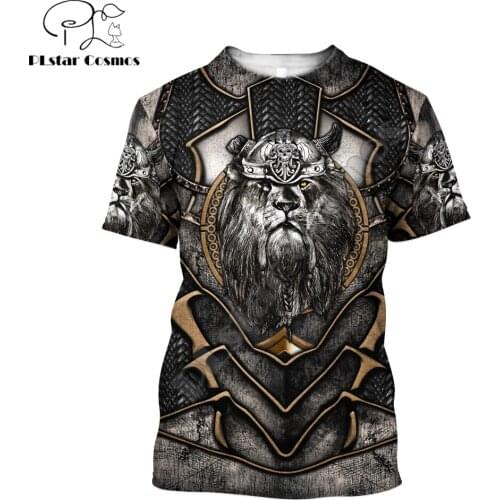 2021 Summer Hipster Men t-shirt Lion Viking Armor 3D All Over Printed Harajuku Short sleeve T shirt Unisex Casual tops TX0187