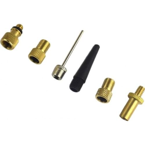 6pcs Bicycle Valve Adaptor Set Pump Needle Air Inflation Accs For Bicycle