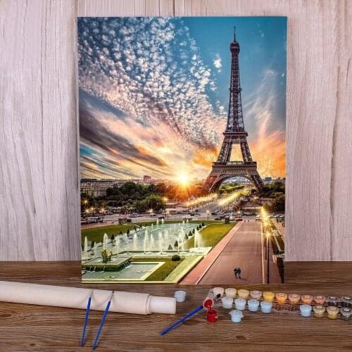Landscape Paris Tower Painting By Numbers Complete Kit Acrylic Paints 40*50 Boards By Numbers Loft Wall Picture Handiwork