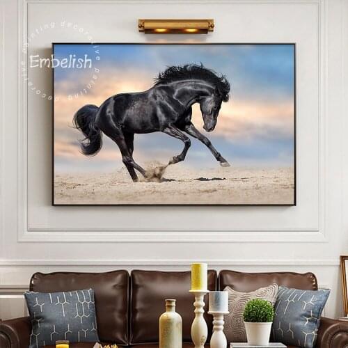 1 Pieces Cool Animals Wall Posters For Living Room Black Runing Horses Modern Home Decor Pictures Quality Print Canvas Painting