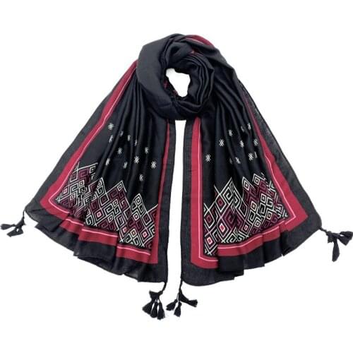 2021 New Cotton Geometry Print Tassel Scarf Shawls Long Soft Beach Bohemia Scarves Hijab Wrap 3 Color