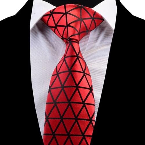 RBOCOTT New Arrival Plaid Neck Ties For Men Fashion Mens Ties 8cm Red Blue Green Black Necktie For Wedding Accessories