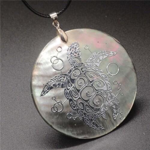 New Color Natural Abalone Shell Round Shape Sea turtle Necklace Pendant Sweater Chain Accessories Ladys Exquisite Gift Y621