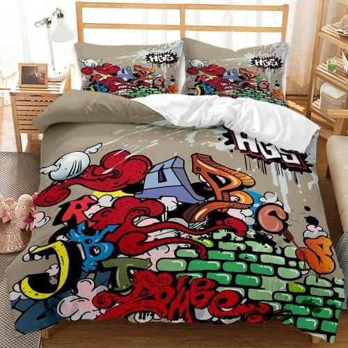 New Hiphop Funny 3D Print Comforter Bedding Sets Queen Twin Single Size Duvet Cover Set Pillowcase Home Textile Luxury Fashion