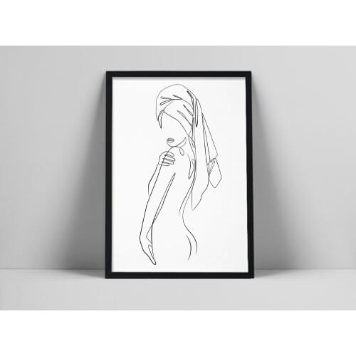 Nude woman one line art, Female body line drawing print, Minimalist bathroom wall art, Naked woman poster, e wall deouette,anlis