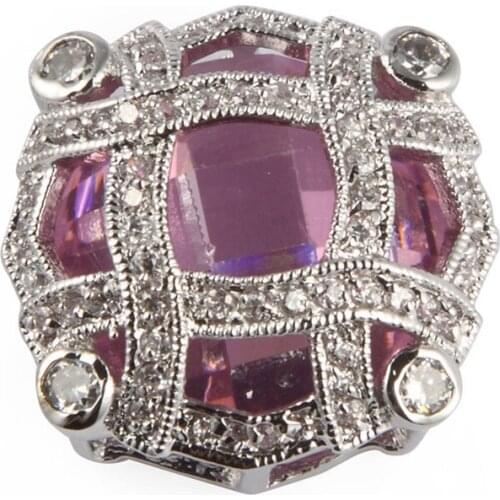 Fleure Esme Hyperbole Engagement wedding pendants for jewelry men and women Pink Purple Cubic Zirconia Rhodium Plated R514 R517