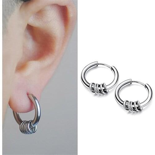 Loving titanium steel ring small ring earrings INS Hong Kong wind studs simple tide earring men and women trendy ear clip