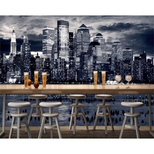 Beibehang Custom wallpaper urban architecture night view modern background decoration wallpapers for living room papier peint