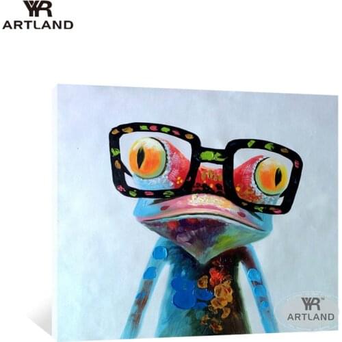 POP sale abstract animals color frog with glasses hand painted canvas oil painting wall art picture for living room no framed
