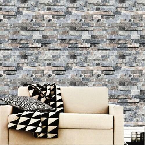 Retro 3D Stone Wallpaper Vintage Brick PVC Vinyl Waterproof Wallpaper Cafe Bar Restaurant Living Room Bedroom Rustic Decor Brick