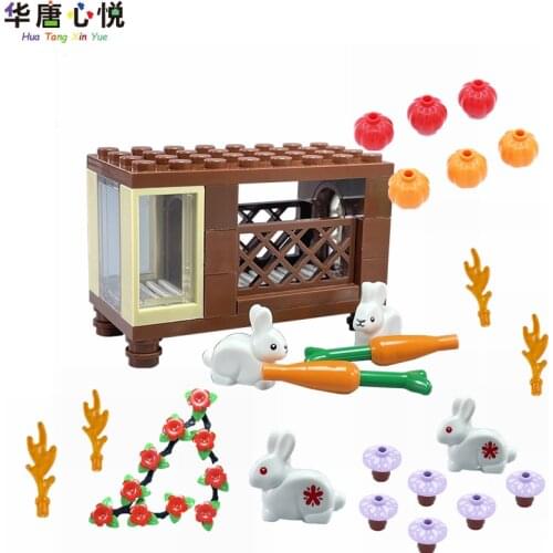 MOC For Friends Series Assembled Plastic New Year Rabbit Mushroom Branches Toys For Children Educational Building Blocks Friend