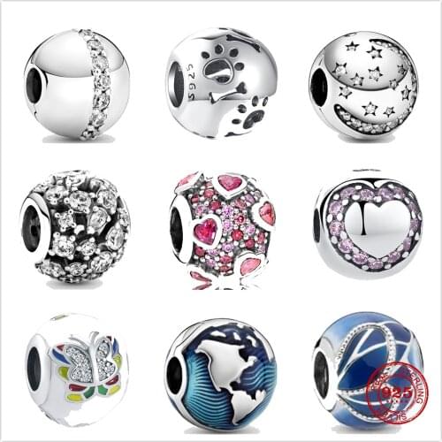 The new 925 silver Blue Earth Blue clip disc wing Charm fit Original Pandora Charm Silver 925 Bracelets with DIY Jewelry