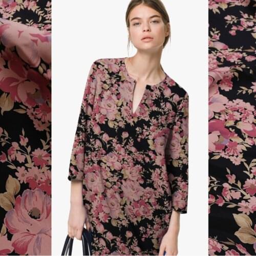 Printed Crepe De Chine Silk Fabric 100% Mulberry Skin-friendly Drape Harem Pants Clothing Shirt Per Meter Fabrics Per Meter