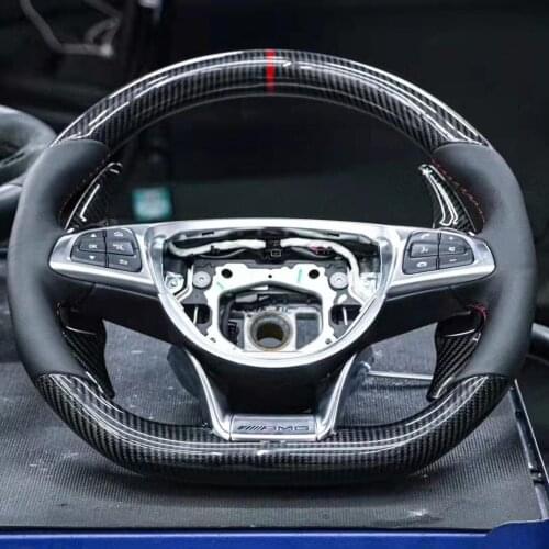 Cuatomized Real Carbon Fiber Sports Steering Wheel Alcantara Leather compatible for Mercedes-Benz GLC 2015-2021