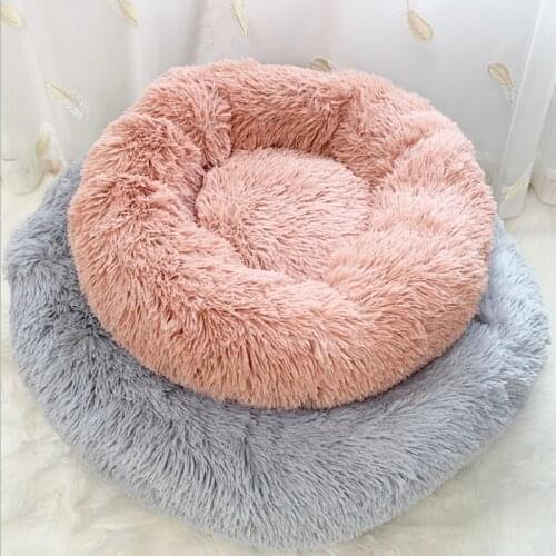 Super Soft Long Plush Warm Pet Mat Cute Lightweight Kennel Cat Sleeping Basket Bed Round Fluffy Comfortable Touch Pet Products