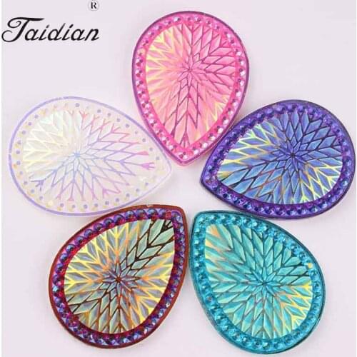 Taidian 30*40mm Tear Drop Flatback Sew On Rhinestones for DIY Jewelry Accessories AB Color 50pieces/lot