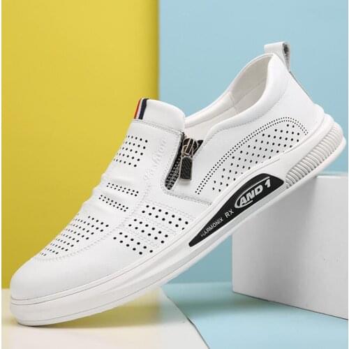 2021 Summer Business Leather Mens Dress Shoes Man Loafers Moccasins Breathable Sandals Slip On Black Driving Shoes Zapatillas