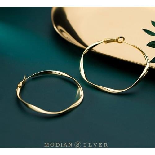 MODIAN Classic Hyperbole Big Hoop Earring for Women Real 925 Sterling Silver Irregular Round Shape Earring Fine Jewelry 2020 New
