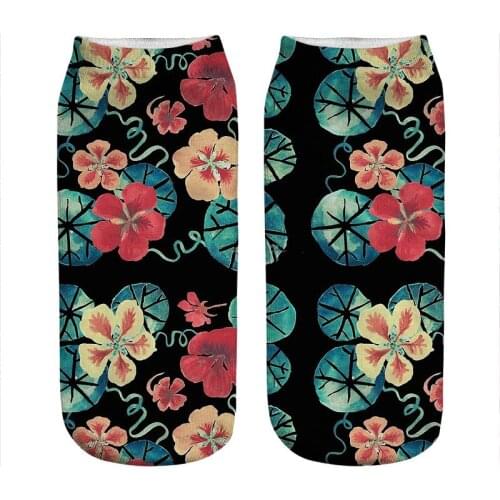 Womens socks kawaii atercolor Nasturtiums Printed Socks Woman harajuku Happy Funny Novelty cute girl gift Socks for women