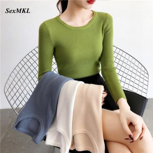 Women Solid Winter Basic Sweaters 2020 Fashion Elegant Long Sleeve Knitted Pullovers Korean Clothes Casual Autumn Knit Sweater