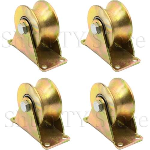1/2/4 Pcs 2" Steel U-Groove Wheel Heavy Duty Rigid Caster Max Loading Capacity 551 lbs For Inverted Track Sliding Gate Industria