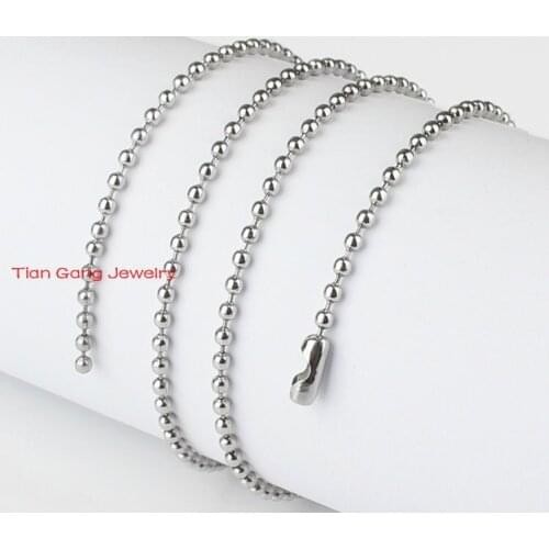 16"-40" 100pcs/Lot 1.5mm Wholesale Jewelry Hot Sale 100% 316L Stainless Steel Ball Link Chain Necklace Fashion Jewelry